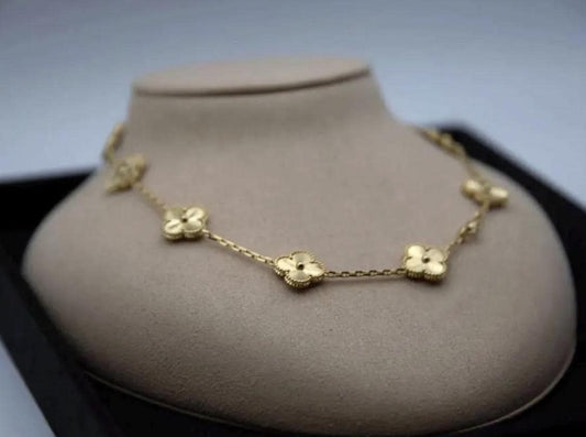 10 motif Gold fill Clover necklace chain 18k gold plated 925 silver (with vc stamp)
