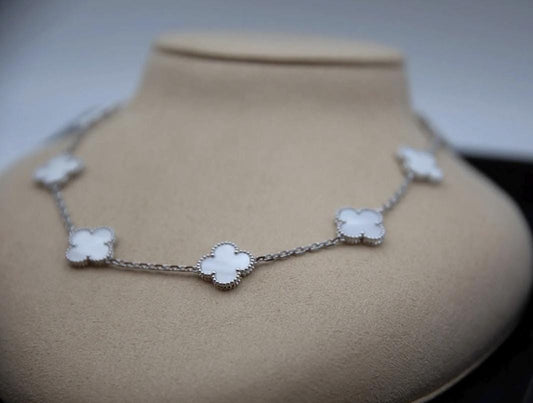10 motif mother of pearl Clover necklace chain 18k gold plated 925 silver (with vc stamp) #clover Gift