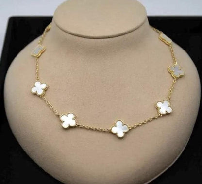 10 motif white natural pearl Clover necklace chain 18k gold plated 925 silver (with vc stamp)#clover Gift