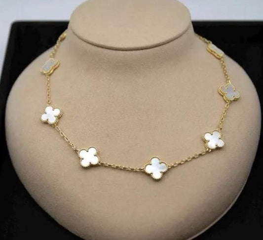 10 motif white natural pearl Clover necklace chain 18k gold plated 925 silver (with vc stamp)#clover Gift