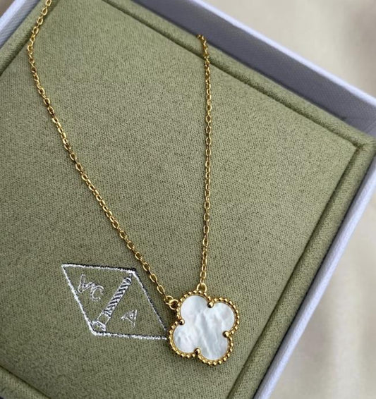 Four leaf mother of pearl guilloche Clover necklace 925 silver 18k gold plated #clover Gift
