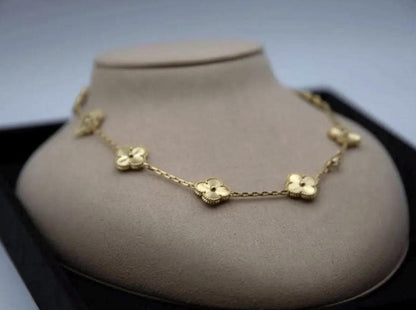 10 motif Gold fill Clover necklace chain 18k gold plated 925 silver (with vc stamp)