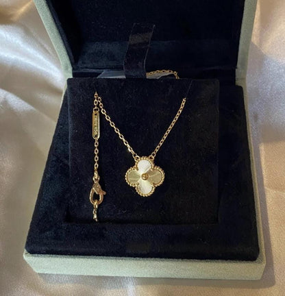 Gold fill clover necklace four leaf 18k Gold Plated 925 Sterling (w8 vc stamp) Gift