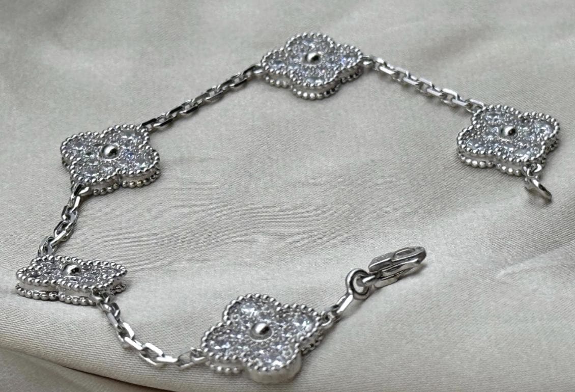 Silver Diamond Clover bracele plated 18k gold plated silver #clover