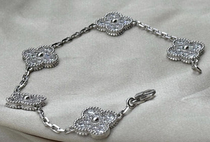 Silver Diamond Clover bracele plated 18k gold plated silver #clover