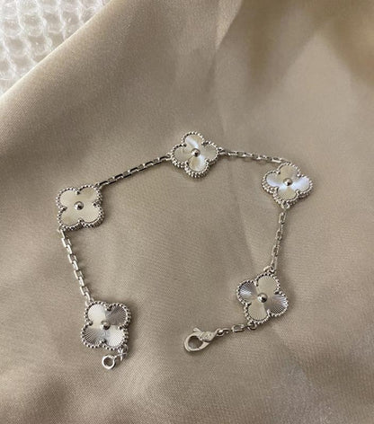 Silver fill Clover Bracelet 925 silver plated white gold #clover