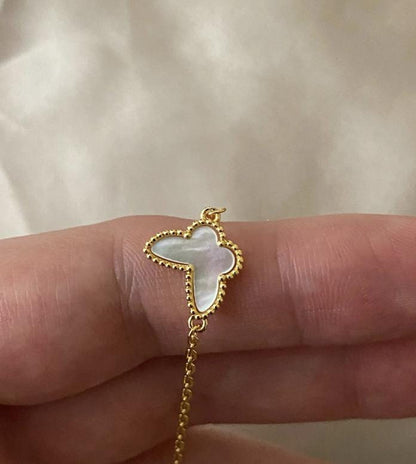 Butterfly Pearl bracelet 925 silver 18k gold plated #Gift