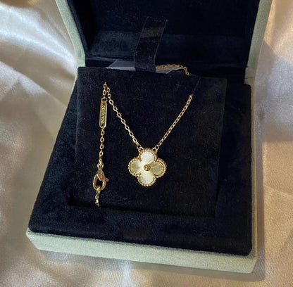 Gold fill clover necklace four leaf 18k Gold Plated 925 Sterling (w8 vc stamp) Gift