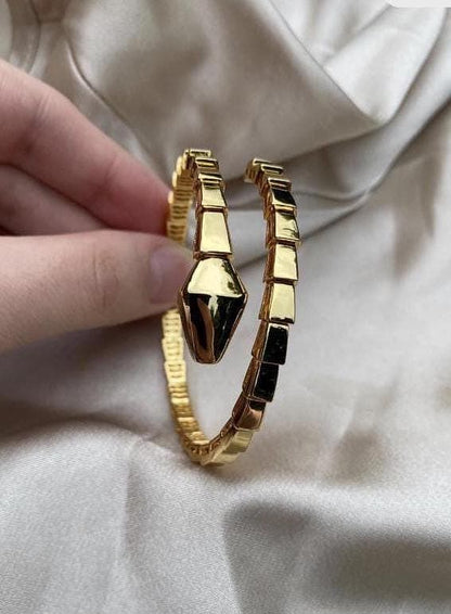 18k Gold Plated silver Serpenti Snake Bracelet - Adjustable 19cm