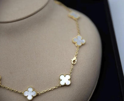 10 motif white natural pearl Clover necklace chain 18k gold plated 925 silver (with vc stamp)#clover Gift
