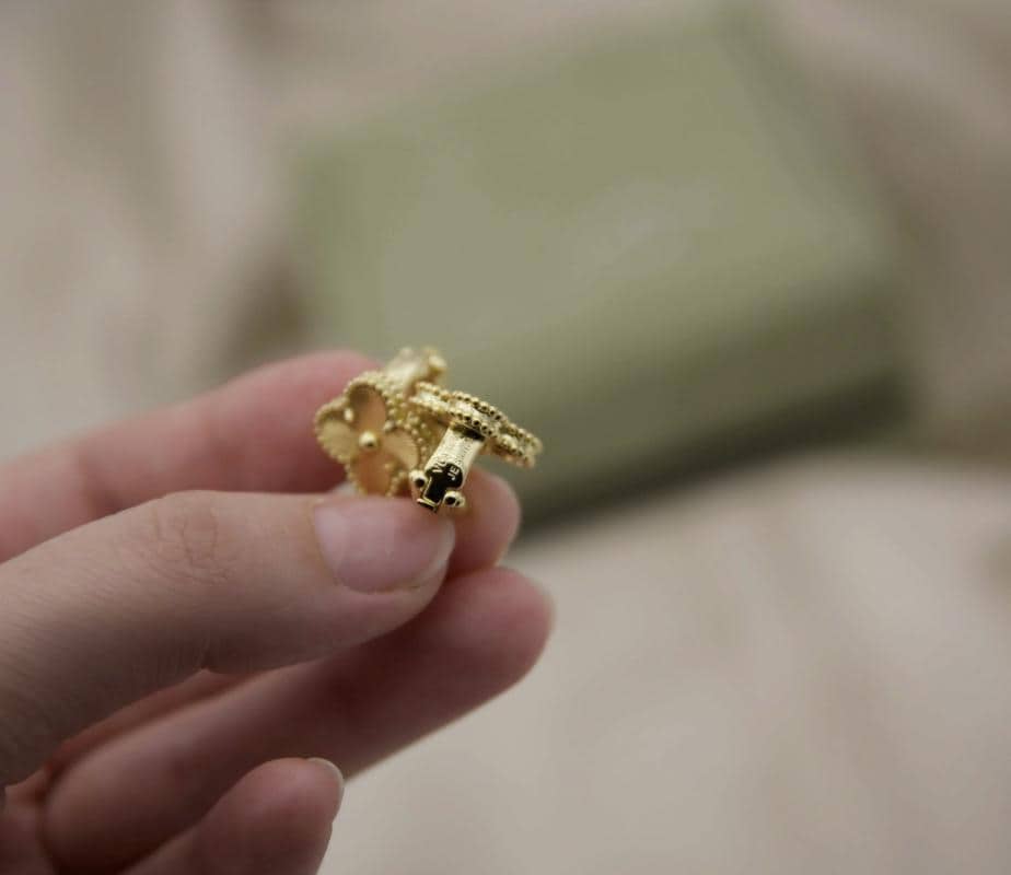 Gold fill Clover earrings four leaf 18k Gold Plated 925 Sterling (w8 stamp) #clover Gift