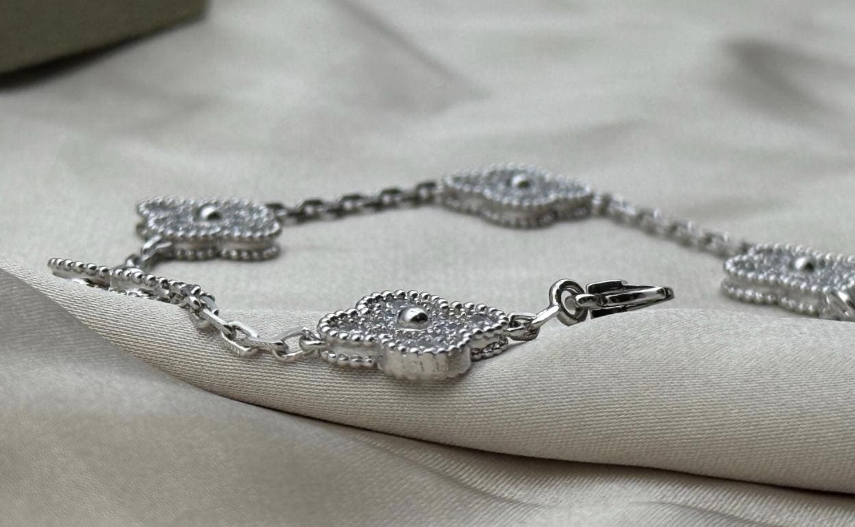Silver Diamond Clover bracele plated 18k gold plated silver #clover