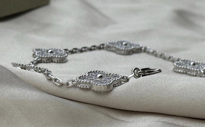 Silver Diamond Clover bracele plated 18k gold plated silver #clover