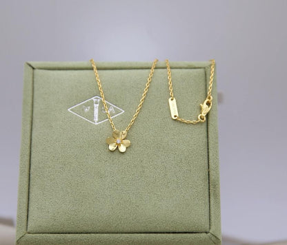 Flower white cubic zirconia necklace 18k Gold Plated 925 Sterling (w8 vc stamp) #clover Gift