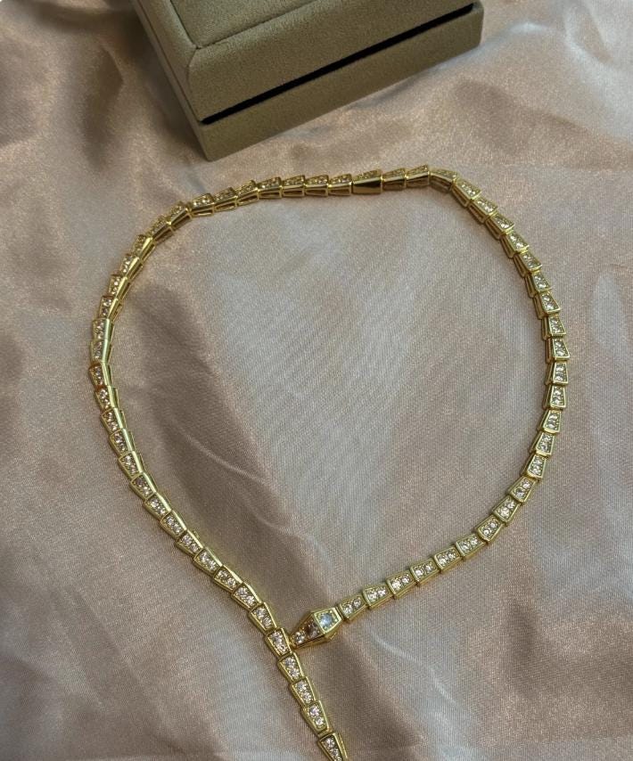 18k Gold Plated paved diamond Serpenti Snake Neckalce - #MothersDay #Gift