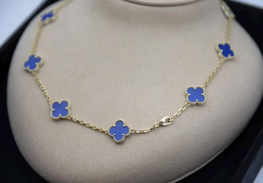 10 motif blue agate Clover necklace chain 18k gold plated 925 silver (with vc stamp) #clover Gift