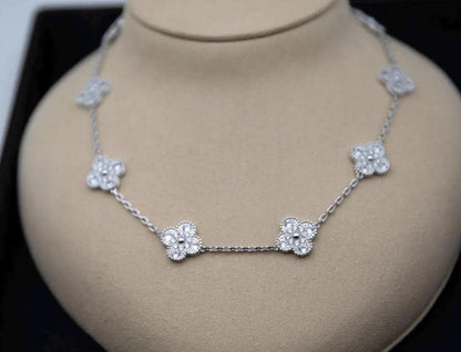 10 motif Silver Diamond Clover necklace chain 18k gold plated 925 silver (with vc stamp) #clover Gift