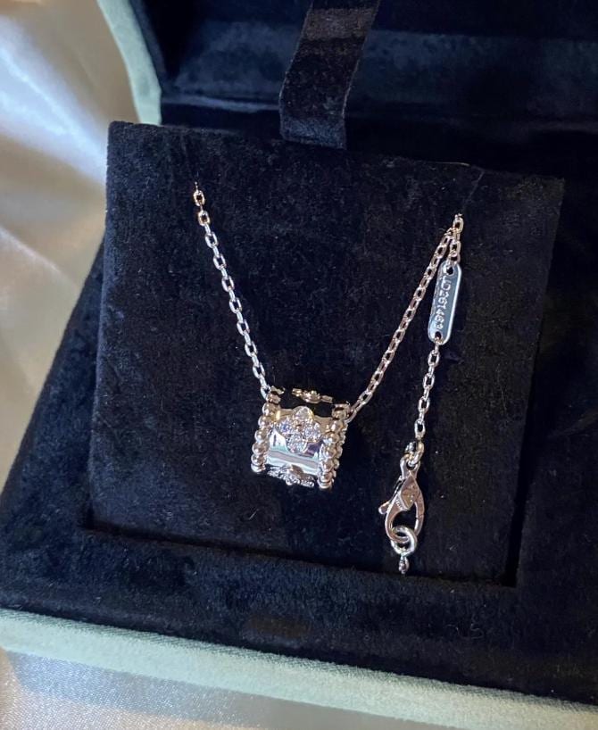 Gold fill perlee diamond clover necklace, 18k gold plated silver, Christmas holiday pendant #clover Gift