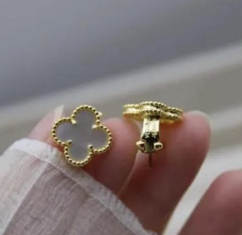Luxury Clover earrings Mother of Pearl four leaf 18k Gold Plated 925 Sterling (w8 stamp) #clover Gift