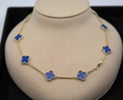 10 motif blue agate Clover necklace chain 18k gold plated 925 silver (with vc stamp) #clover Gift