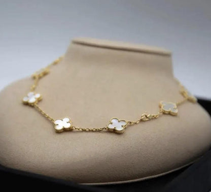 10 motif mother of pearl Clover necklace chain 18k gold plated 925 silver (with vc stamp) #clover Gift