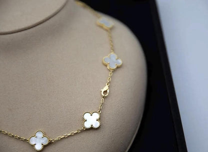 10 motif mother of pearl Clover necklace chain 18k gold plated 925 silver (with vc stamp) #clover Gift
