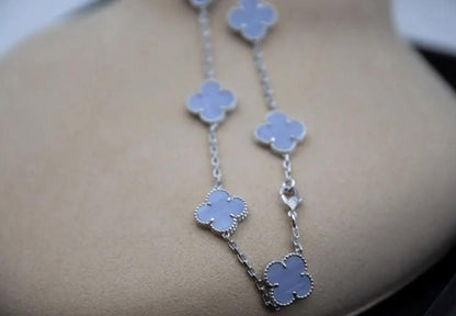 10 motif chalcedony natural Clover necklace chain 18k gold plated 925 silver (with vc stamp) #clover Gift