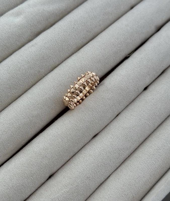 Spike ring - 925 silver plated 18k rose gold #clover Gift