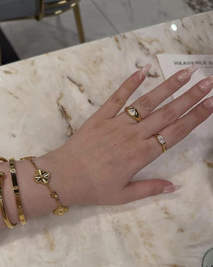 18k Gold Clover Bracelet - Guilloche 5 Clover Design, Four Leaf Gold Plated - white gold plated 15mm Four Leaf Clover Jewelry gemstones
