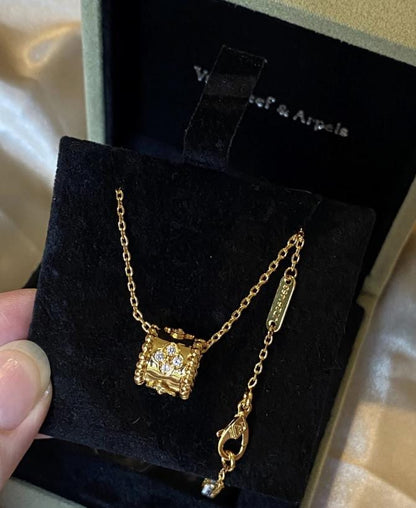 Gold fill perlee diamond clover necklace, 18k gold plated silver, Christmas holiday pendant #clover Gift