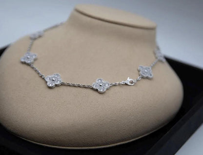 10 motif Silver Diamond Clover necklace chain 18k gold plated 925 silver (with vc stamp) #clover Gift
