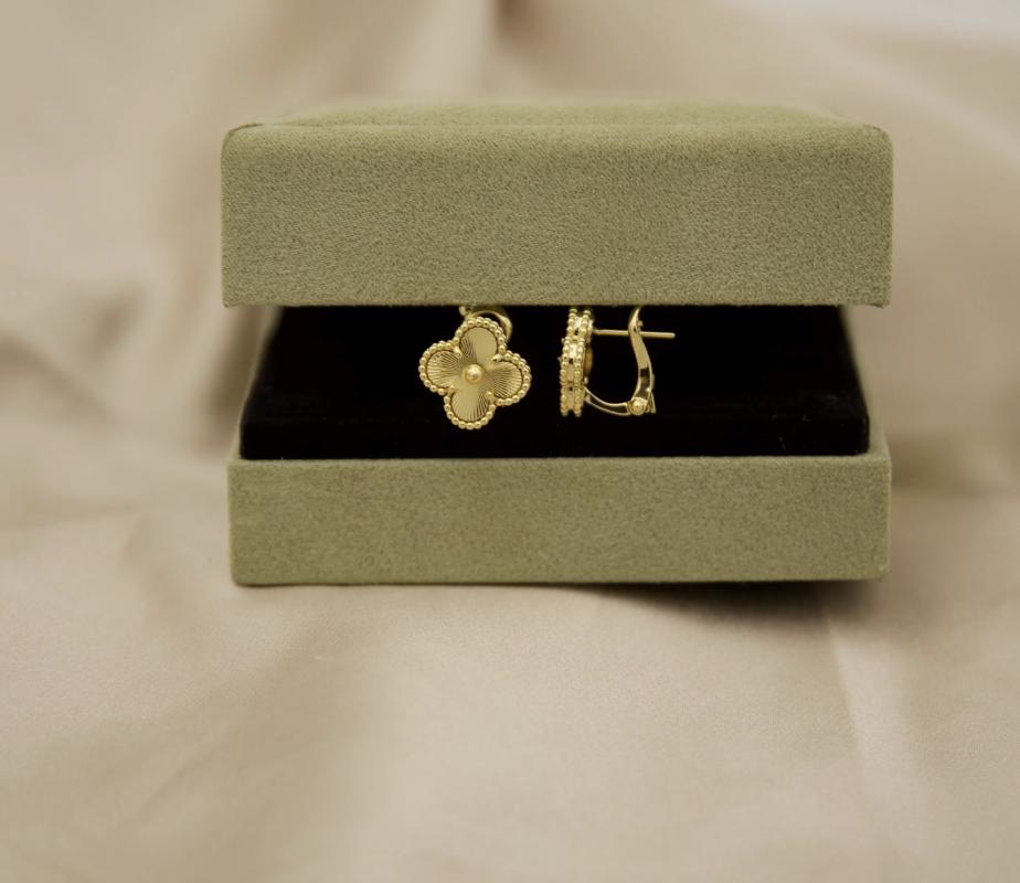 Gold fill Clover earrings four leaf 18k Gold Plated 925 Sterling (w8 stamp) #clover Gift