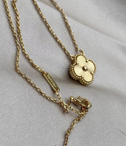 Four leaf Gold fill guilloche Clover necklace 925 silver 18k gold plated #clover #Gift #mothersday