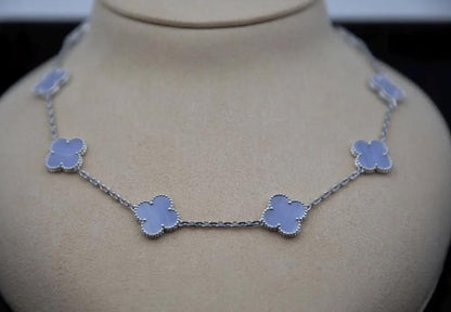 10 motif chalcedony natural Clover necklace chain 18k gold plated 925 silver (with vc stamp) #clover Gift