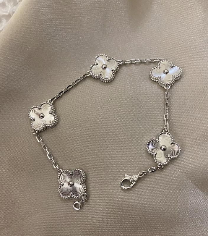 Silver fill Clover Bracelet 925 silver plated white gold #clover