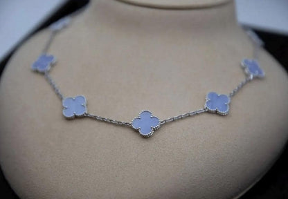 10 motif chalcedony natural Clover necklace chain 18k gold plated 925 silver (with vc stamp) #clover Gift