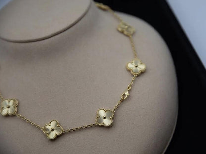 10 motif Gold fill Clover necklace chain 18k gold plated 925 silver (with vc stamp)