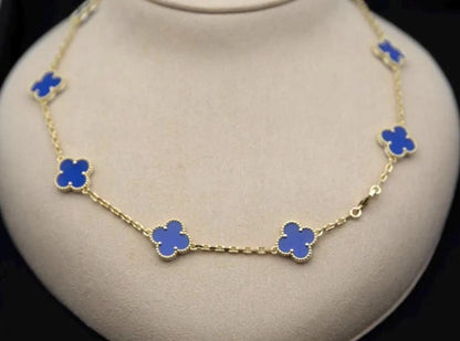 10 motif blue agate Clover necklace chain 18k gold plated 925 silver (with vc stamp) #clover Gift
