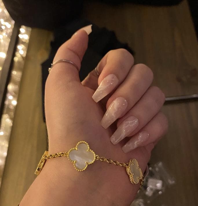 18k Gold White Clover Bracelet Mother of Pearl Chain motif #clover Gift
