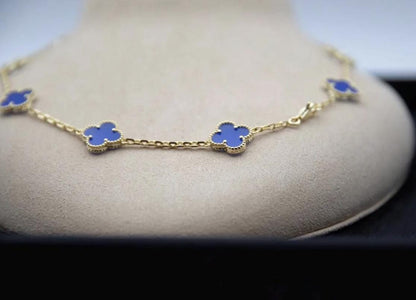 10 motif blue agate Clover necklace chain 18k gold plated 925 silver (with vc stamp) #clover Gift