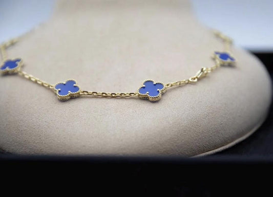 10 motif blue agate Clover necklace chain 18k gold plated 925 silver (with vc stamp) #clover Gift