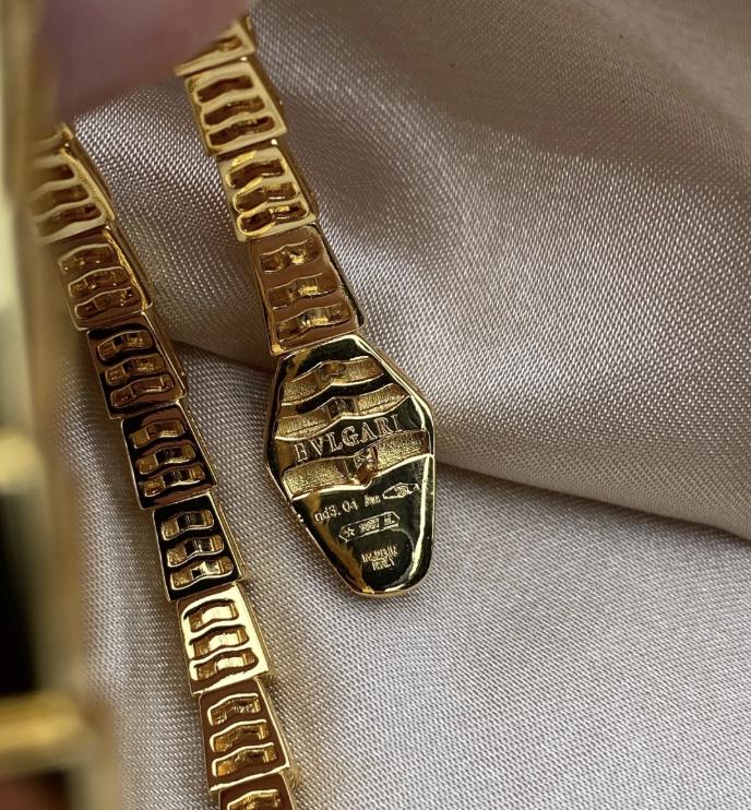 18k Gold Plated silver paved diamond Serpenti Snake Bracelet - Adjustable 19cm