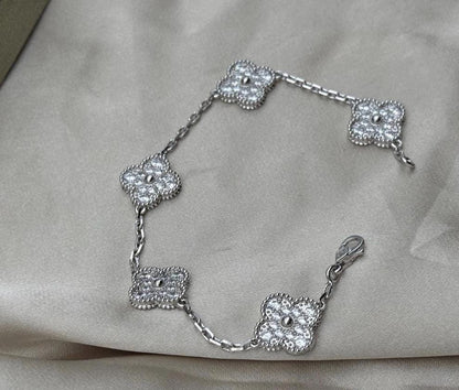 Silver Diamond Clover bracele plated 18k gold plated silver #clover