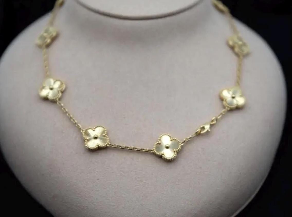 10 motif Gold fill Clover necklace chain 18k gold plated 925 silver (with vc stamp)