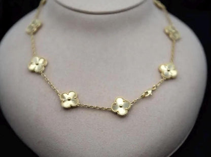 10 motif Gold fill Clover necklace chain 18k gold plated 925 silver (with vc stamp)