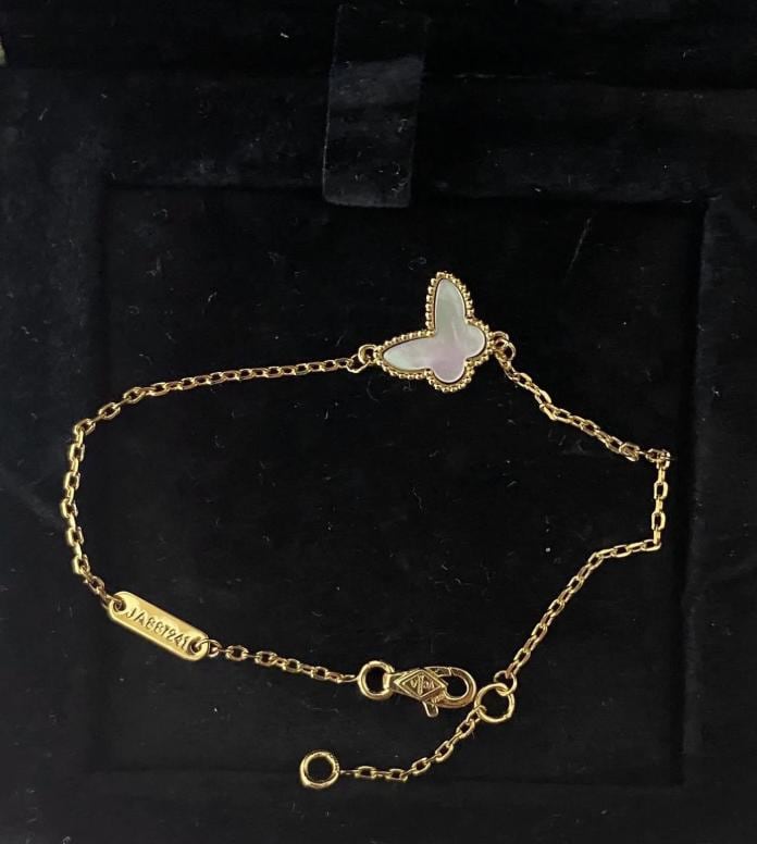 Butterfly Pearl bracelet 925 silver 18k gold plated #Gift