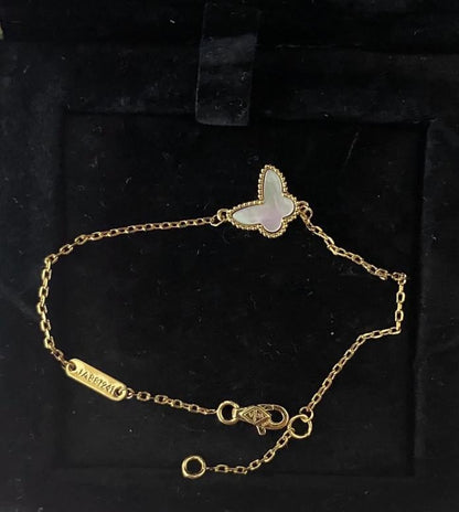Butterfly Pearl bracelet 925 silver 18k gold plated #Gift