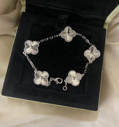 Silver fill Clover Bracelet 925 silver plated white gold #clover