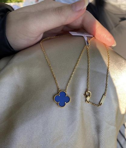 Blue agate clover necklace four leaf 18k Gold Plated 925 Sterling (w8 vc stamp) #clover Gift