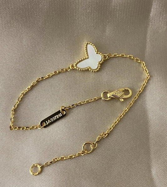 Butterfly Pearl bracelet 925 silver 18k gold plated #Gift